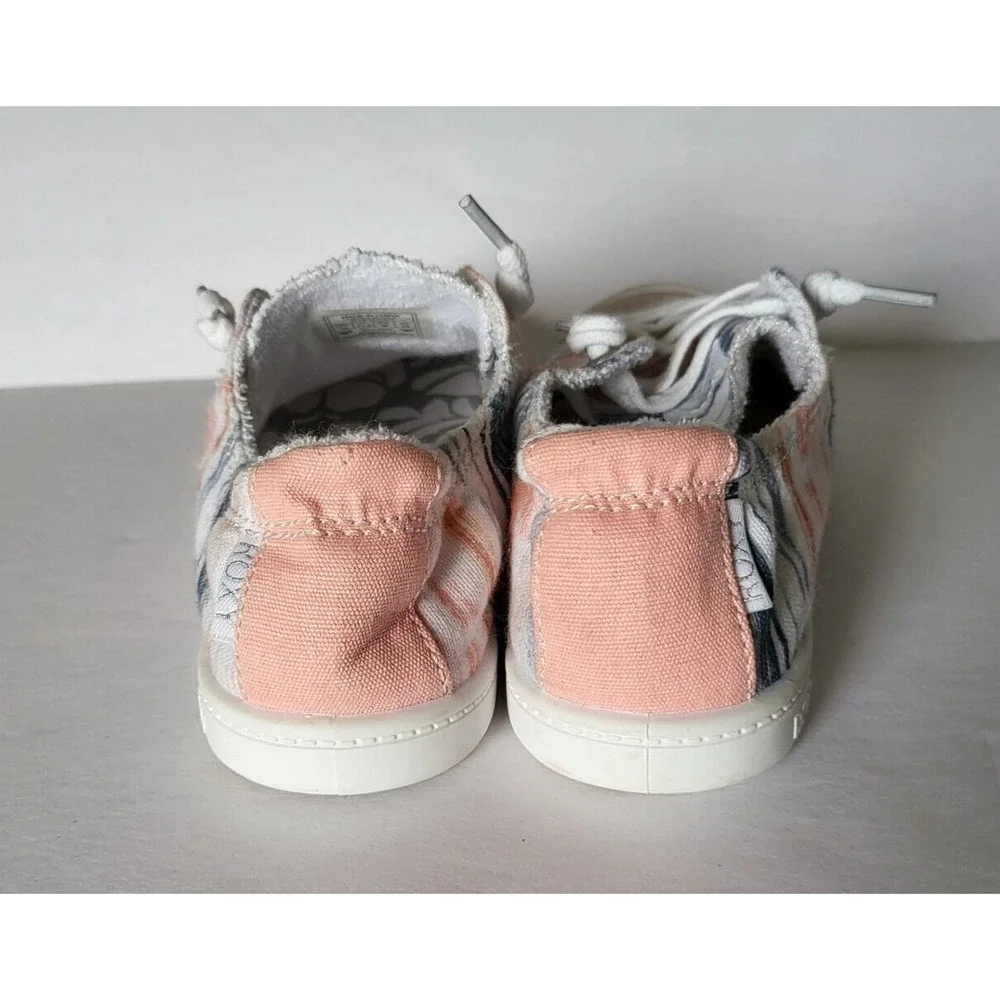 ROXY RG BAYSHORE IV YOUTH SLIP ON SHOES PASTEL White Pink Blue STRIPES US 13